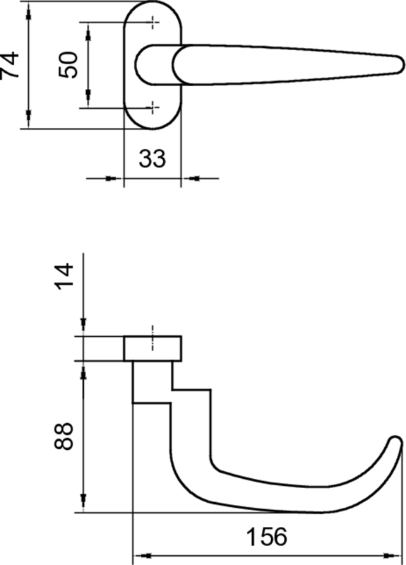 door handle, hebel, griff, metall, abmessungen