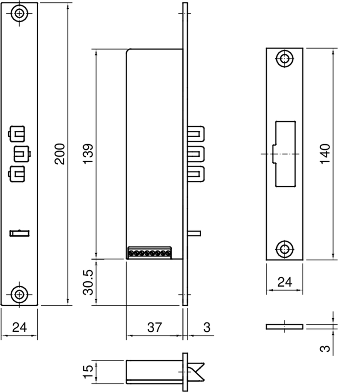 elektrischer Türsperre, Türschloss, elektro-Türöffner, Metallkörper, Montageplatte