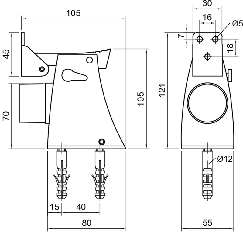 Mechanismus, Schlossvorrichtung, Elektrischer Stecker, Montagehalterung, Schematische Zeichnung