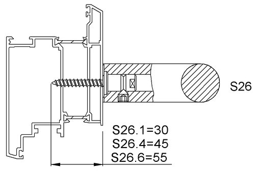 Befestigung KWS S26.4 M8 f.SerieRS, mit Selbstschneideschraube