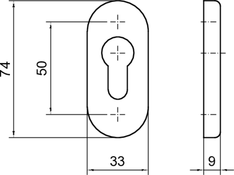 Türhaken, Schnappverschluss, Schlossplatte, Rundform, Maße 74x33x9