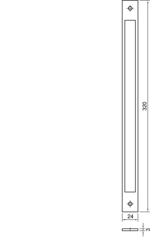 Scharnier, Türgriff, Montageplatte, Inox, Länge320mm