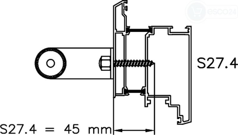Befestigung KWS S27.4 M8 mit Selbstschneideschraube 45mm