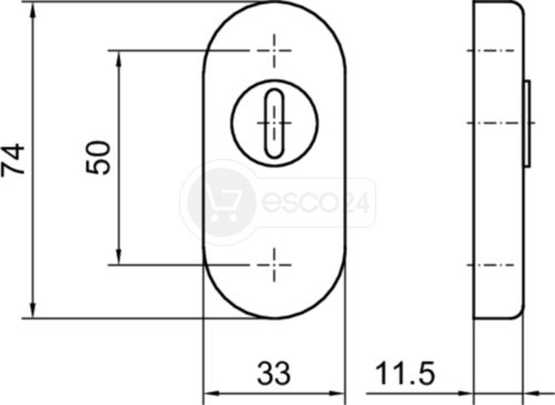 esco BASIC Schutzrosette 0475 h=11,5mm, oval, PZ, Alu C34
