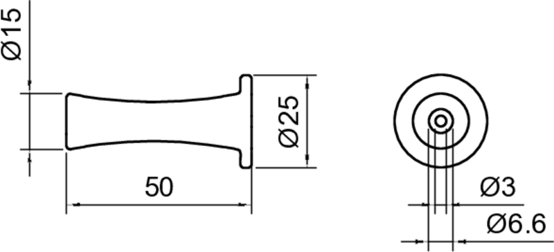 Hohlwelle, Stufenhandgriff, Metallstange, zylindrischer Griff, Abmessungen 50mm
