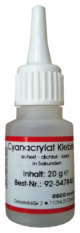 Klebstoff, Cyanocrylat, Kleberflasche, Nutzungseinheit, Inhalt 20 g