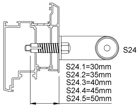 Befestigung KWS S24.4 M8 f.Serie WS,mit Zylinderschr. TS 80mm