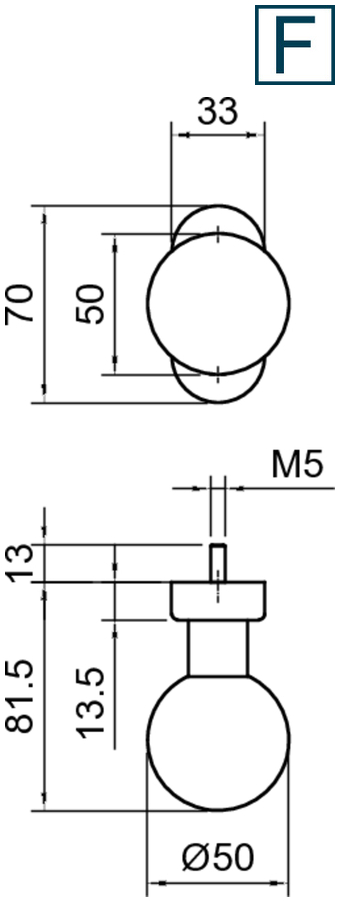 runde-Birne, Deckenleuchte, Flansch, Ø50, M5
