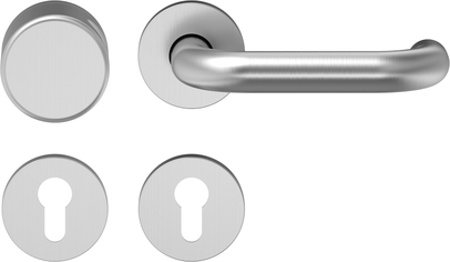 ECO Wechselgarnitur D-110/K-130 m. Rundrosette, PZ, Edelstahl matt Griff, Griff,