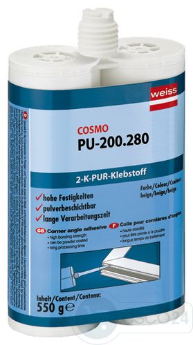 COSMO PU-200.281, 2-K-PUR-Klebstoff Tandem-PP-Kartusche à 550 g, weiß, VE10