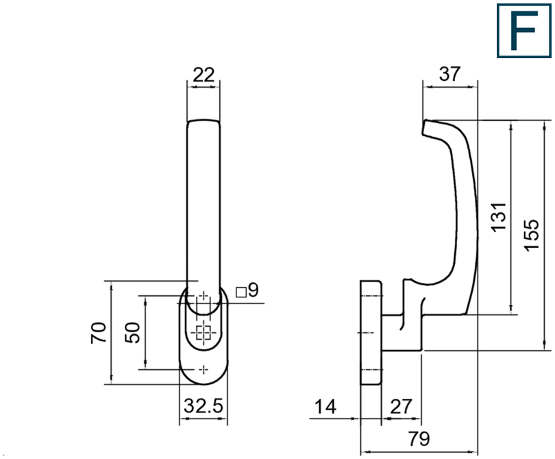 Haken, Türgriff, Schrankgriff, Metallgriff, Klemmhalterung