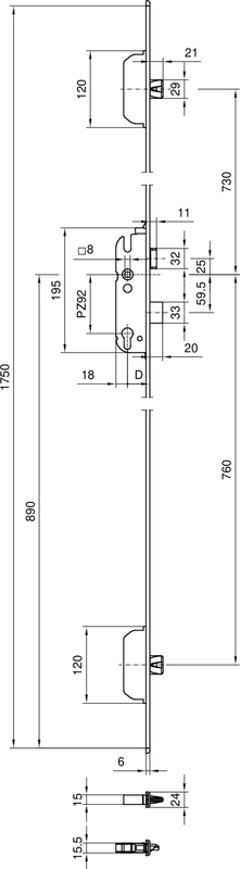 MFV-GU Secury V MR2 D45 U6x24x1750 Niro PZ8 L/R Schaubild, Schaubild,