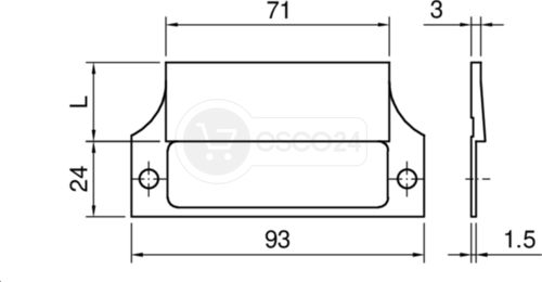 ISO-Platte Schüco ADS75 OV  Lappen 30mm F3x24x93mm DIN L/R