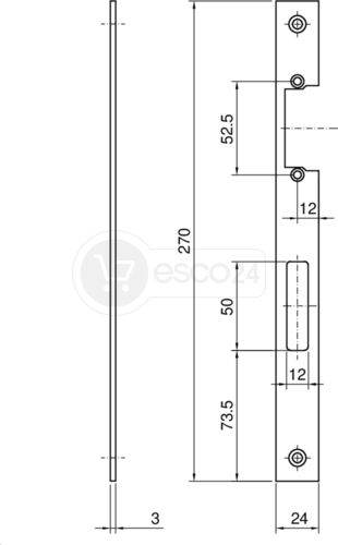 Schließblech BKS Serie 18 neu f. TÖ118P2 F3x24x270, Niro, R