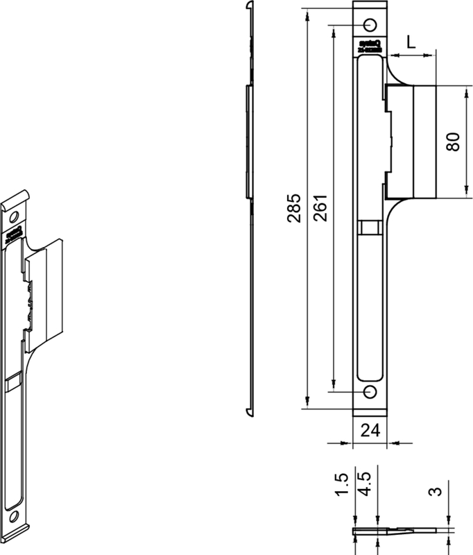 ISO-Platte Schüco ADS75 GGK-EÖ Lappen 30mm F3x24x285mm f.GF L