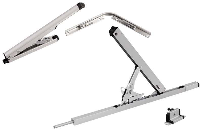 Stützhalter, Scharnierarm, Kippsystem, Aluminium, Verstellsystem
