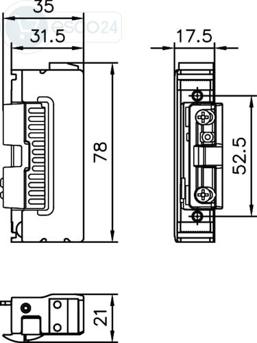 FUHR E-Öffner m.Rückmeldung 12V DC, m.Fallenteil f.Fallenrutsche