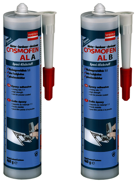 COSMO EP-200.110, 2-K-Epoxy-Klebstoff Komp.A(Härter),Komp.B(Binder)à 1500g Flasche, Shaker, Flasche, Shaker,