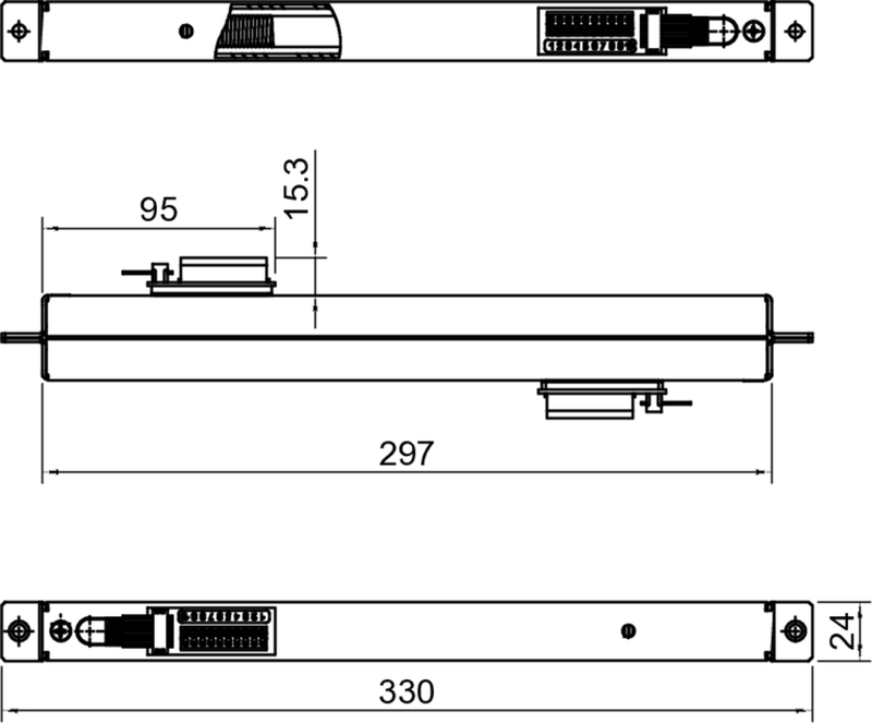 ASSA Kabelübergang verdeckt/lösbar 10-polig h=330mm, Aufnahmekasten beidseitig (WS)