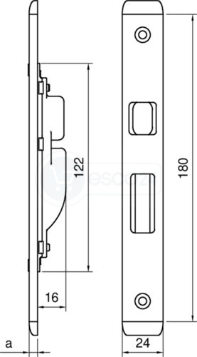 Schließgehäuse KFV AS 2600 P6X24X180, verstellbar, niro