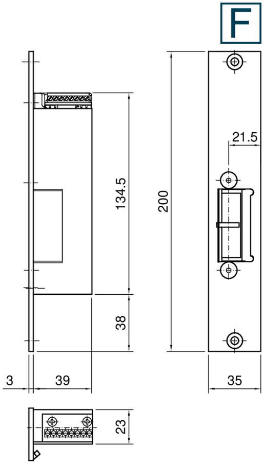 mechanical, elektrisch, maßzeichnung, montageplatte, steckermodul