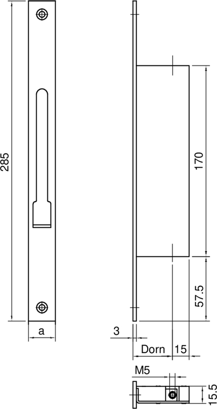 Schiebesiegel, Riegellager, Metall, gebürstet, Mechanismus