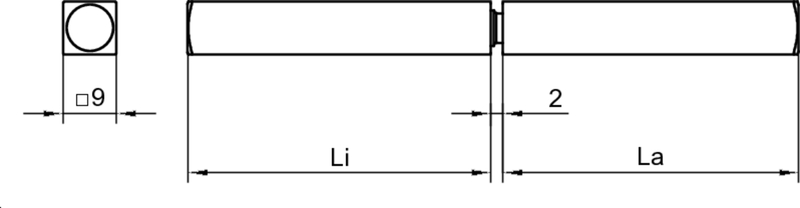 FSB Panikstift geteilt 05 0125 VK=9, l=66/67,5mm Diagramm, Handlung, Diagramm, Handlung, Text,