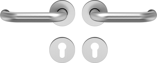 ECO Türdrückergarnitur D-110 m. Rundrosette, PZ, Edelstahl matt Griff, Griff,