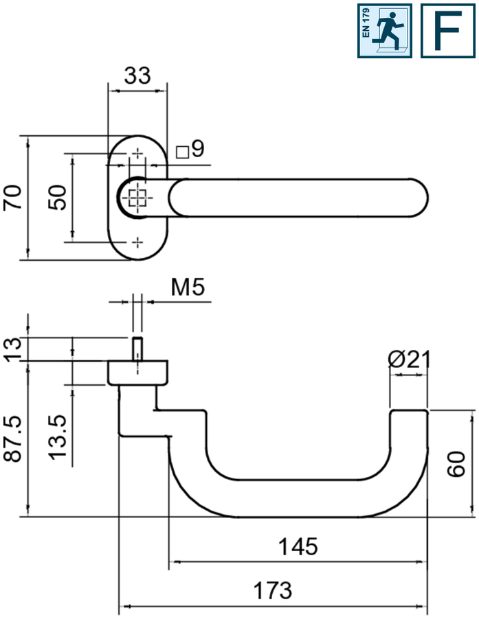 Türgriff, Türdrücker, Montageplatte, M5-Schraube, Griffhalter