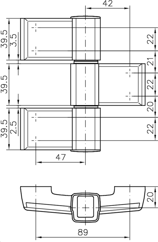 Scharnier, Mechanismus, Skizze, Abmessungen, Profil