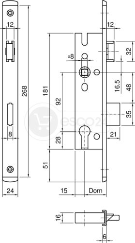 FR-Schloss BKS B-1314 D39 U6x24x268,L/R