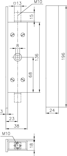 KANTENRIEGEL,VERZ.,M 8 MM NUSS,23MM DORN