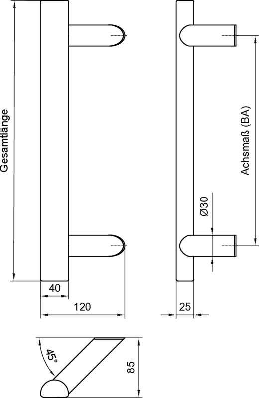 handrail, bracket, fitting, tube-rail, dimensions