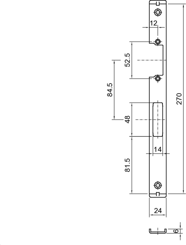Schließblech f. E-Öffner Wilka 8600/8700 U6x24x270, L Schaubild, Schaubild,