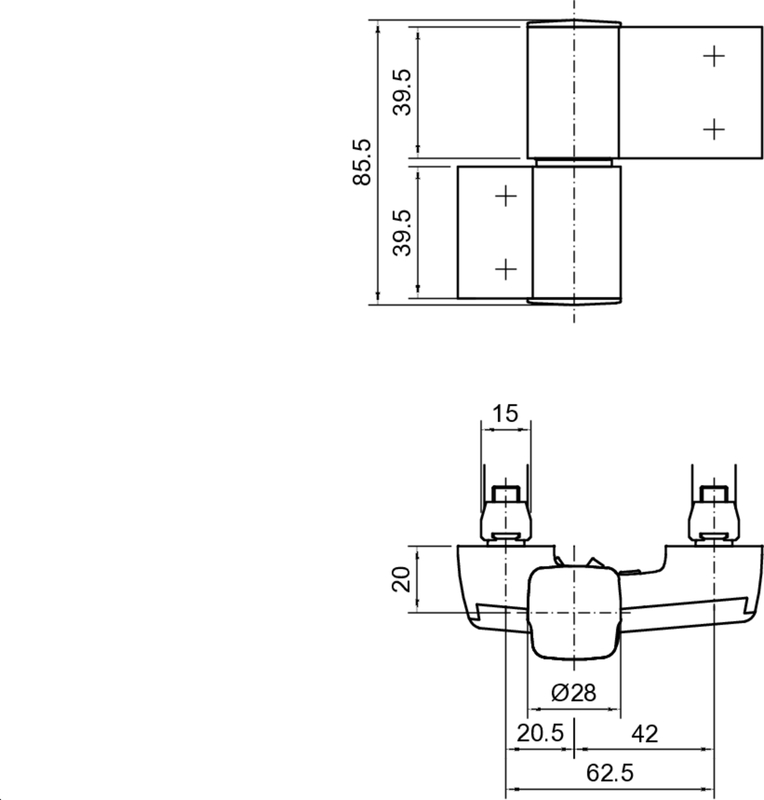 TB60AT 2tlg.+Befestigungspl.15mm BA 62,5mm, DP 20mm, RAL9016 Schaubild, Schaubild,