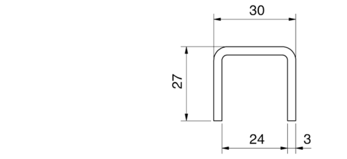 eckiger Handlauf 30x27x3 mm L=2500mm,Edelstahl A4,Glasst.17,52/21,52
