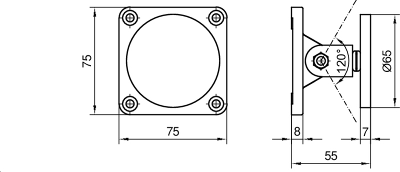 Lautsprecher, Wand-/Schräge Montage, rechteckige Flanschplatte, circular Diaphragm, Abmessungen 75x75