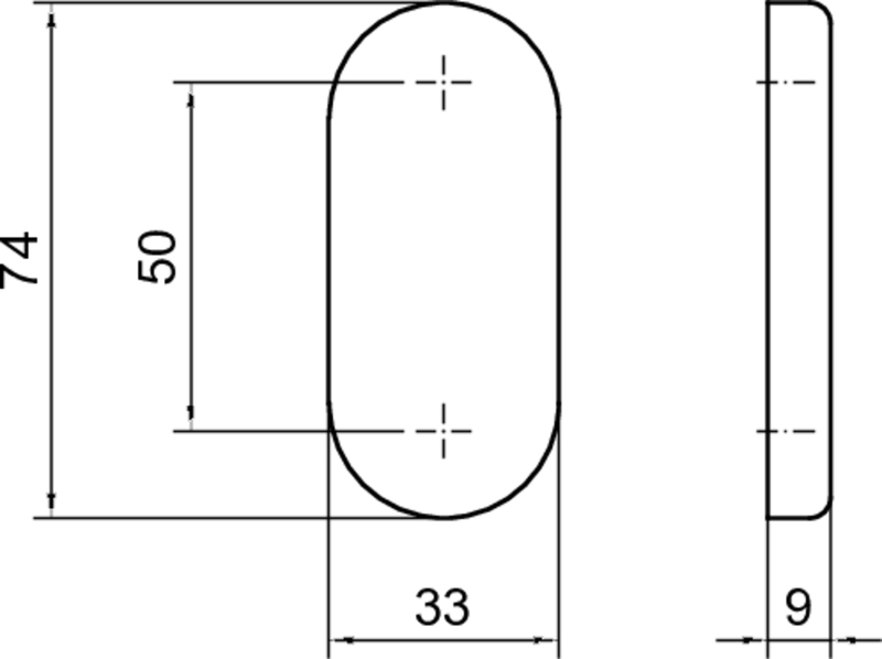 oval-peg, rounded-end, dimensional-drawing, technische Zeichnung, Maße