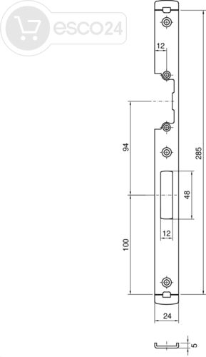 Schließblech systeQ-M für TÖ 118Profix2 U5x24x285, R