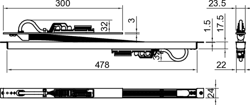 LED pad, elektronisches Bauteil, Montagerail, linearer Aktuator, Schaltungsverläufe