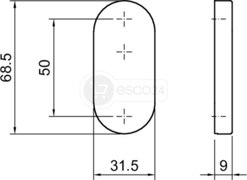OGRO Blindrosette 6679 h=9mm, oval, AL F1 (Alu silber)