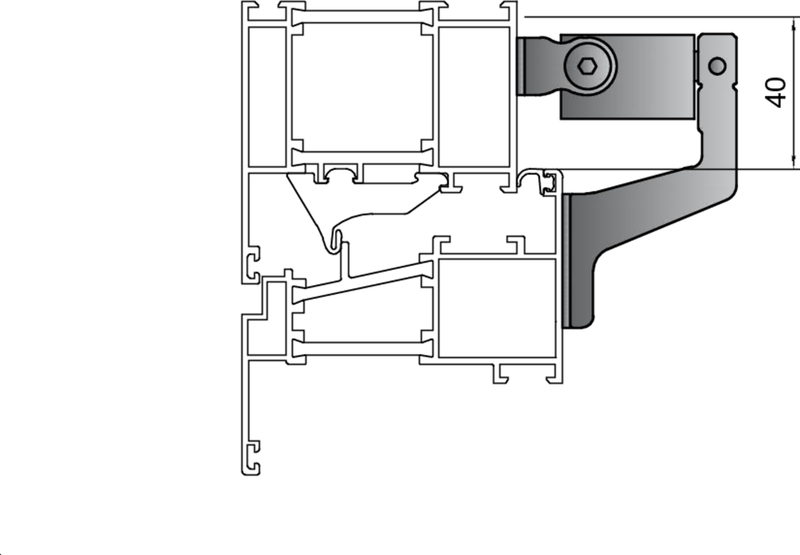 Aluminiumprofil, Kunststoffrahmen, Scharnier, Beschlag, Profilanschnitt