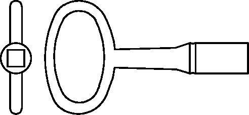 DORNSCHLUESSEL KLEIN, 7MM VIERKANT Rauchrohr, Besteck,