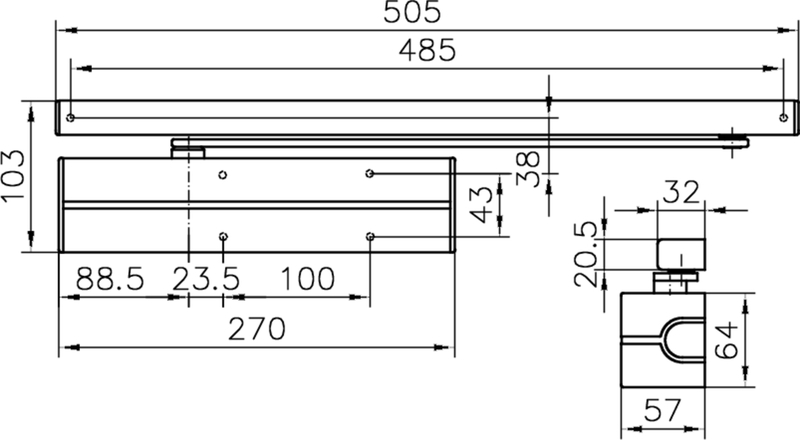 handlauf, Gehäusebeschläge, Schubladenschiene, Metallhalterung, Abmessungen 505mm