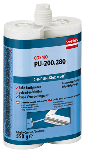 COSMO PU-200.281, 2-K-PUR-Klebstoff Tandemkartusche à 550 g, weiß,VE10