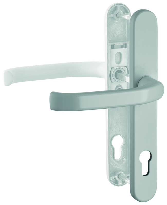Türgriff, Hebelgriff, Schloss, Metallplatte, helles grün-blau