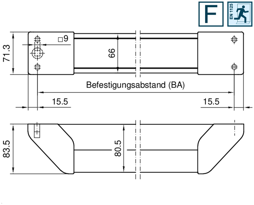 Befestigungsabstand, Mechanikteil, Maße, Länge, Abmessungen