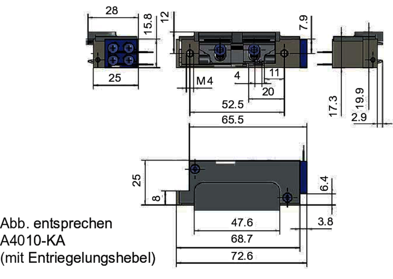 Schalter, Mikroschalter, Elektrokomponente, Klemmblock, Maße