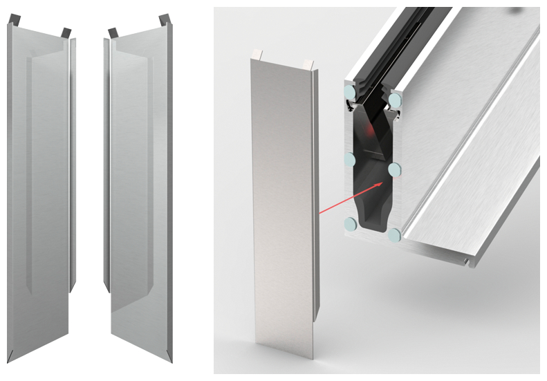 Stahlprofil, Aluminium, Pendelbeschlag, Türzarge, Kantenverkleidung