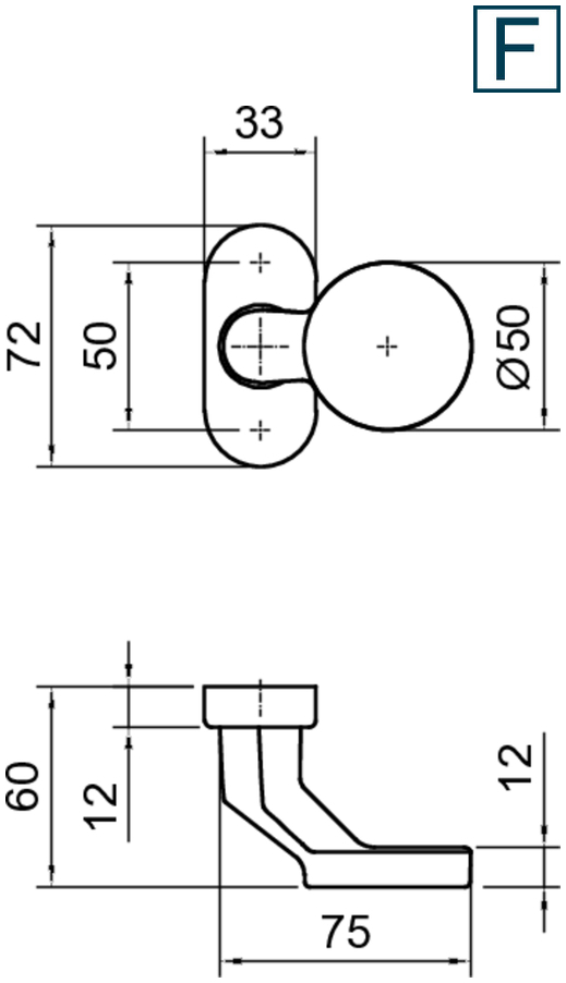 Türknauf, Knopfgruppe, runder Knopf, Wandbefestigung, Metallbeschlag